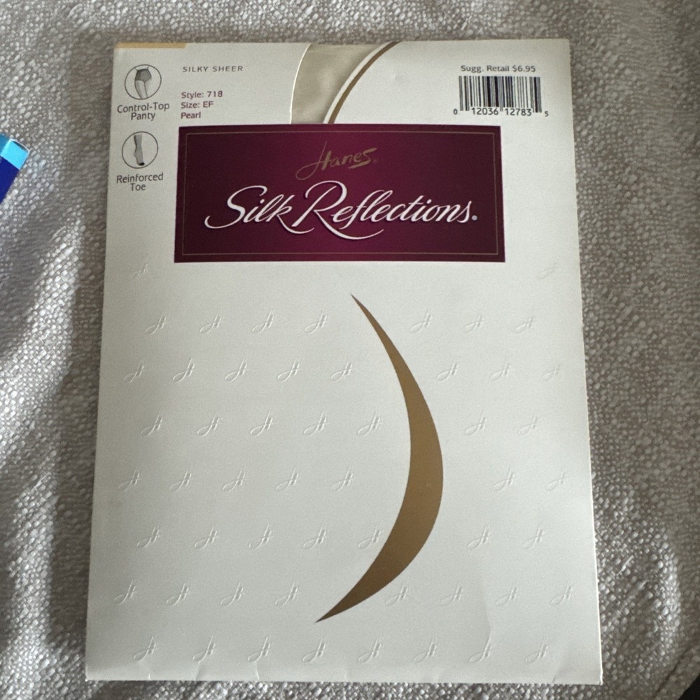 1 Pair Hanes Silk Reflections SIlky‎ Sheer Control Top Pantyhose PEARL 717 Sz EF